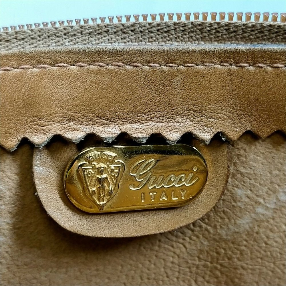 authentic Vintage Gucci Shoulder Bag Brown PVC - Picture 7 of 9